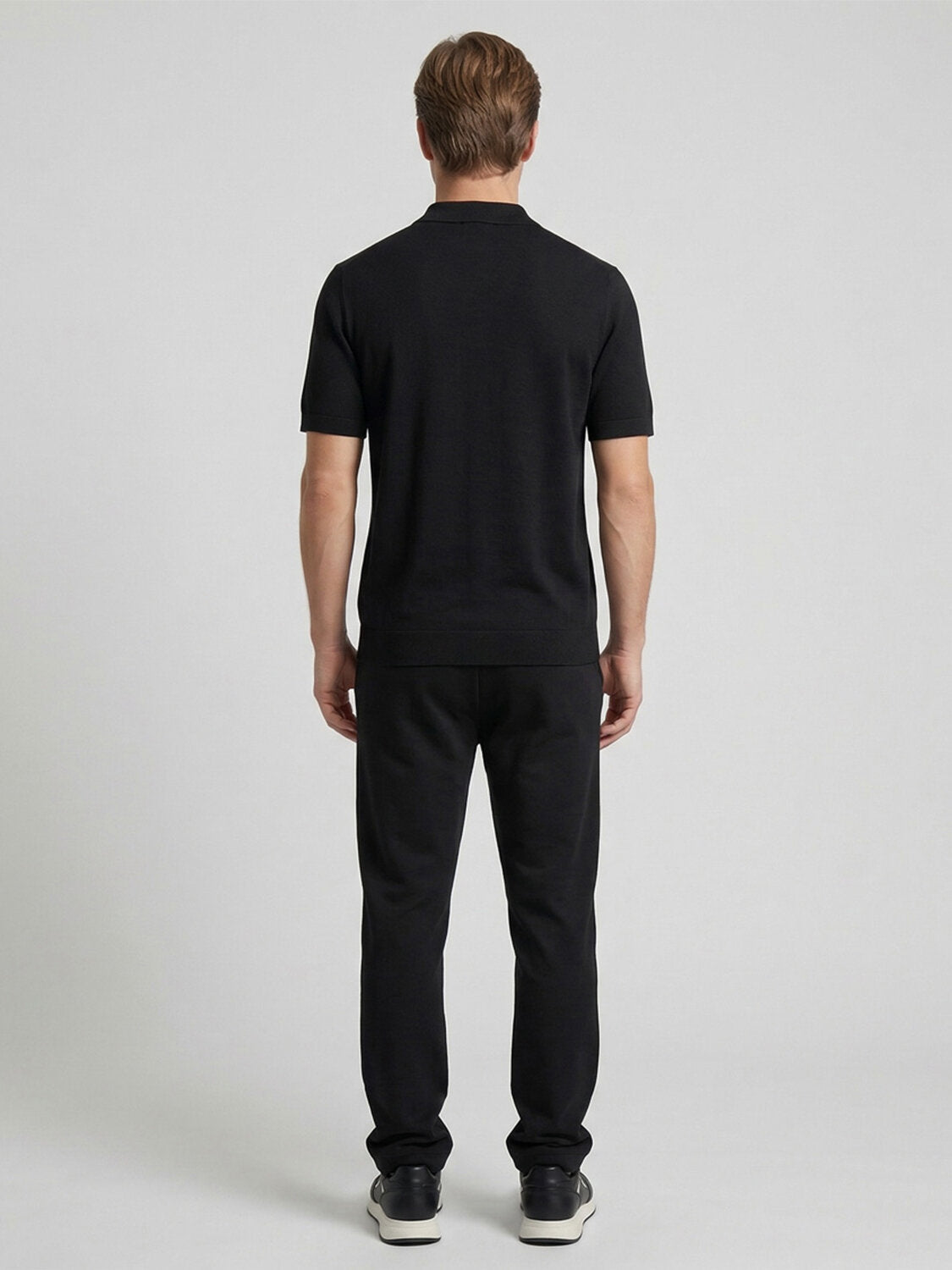 Xint Black Regular Fit Polo With Zipper
