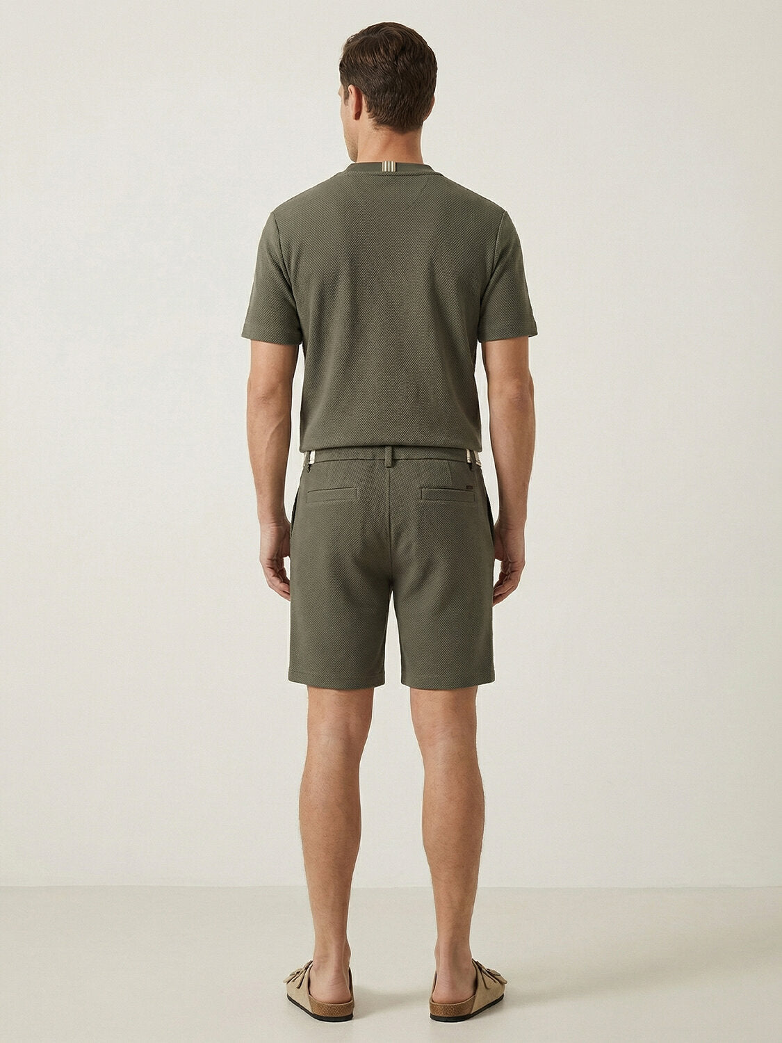 Xint Olive Cotton Texture Regular Fit Short