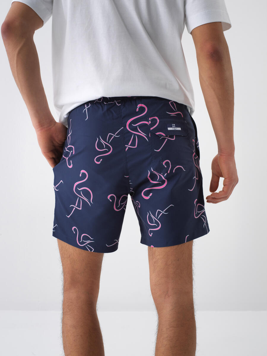 Xint Navy Regular Fit Swim Short With Design