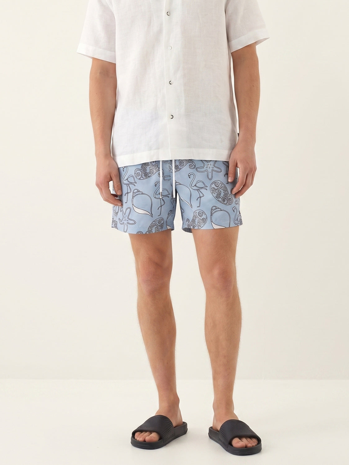 Xint Blue Regular Fit Swim Short With Printed Design
