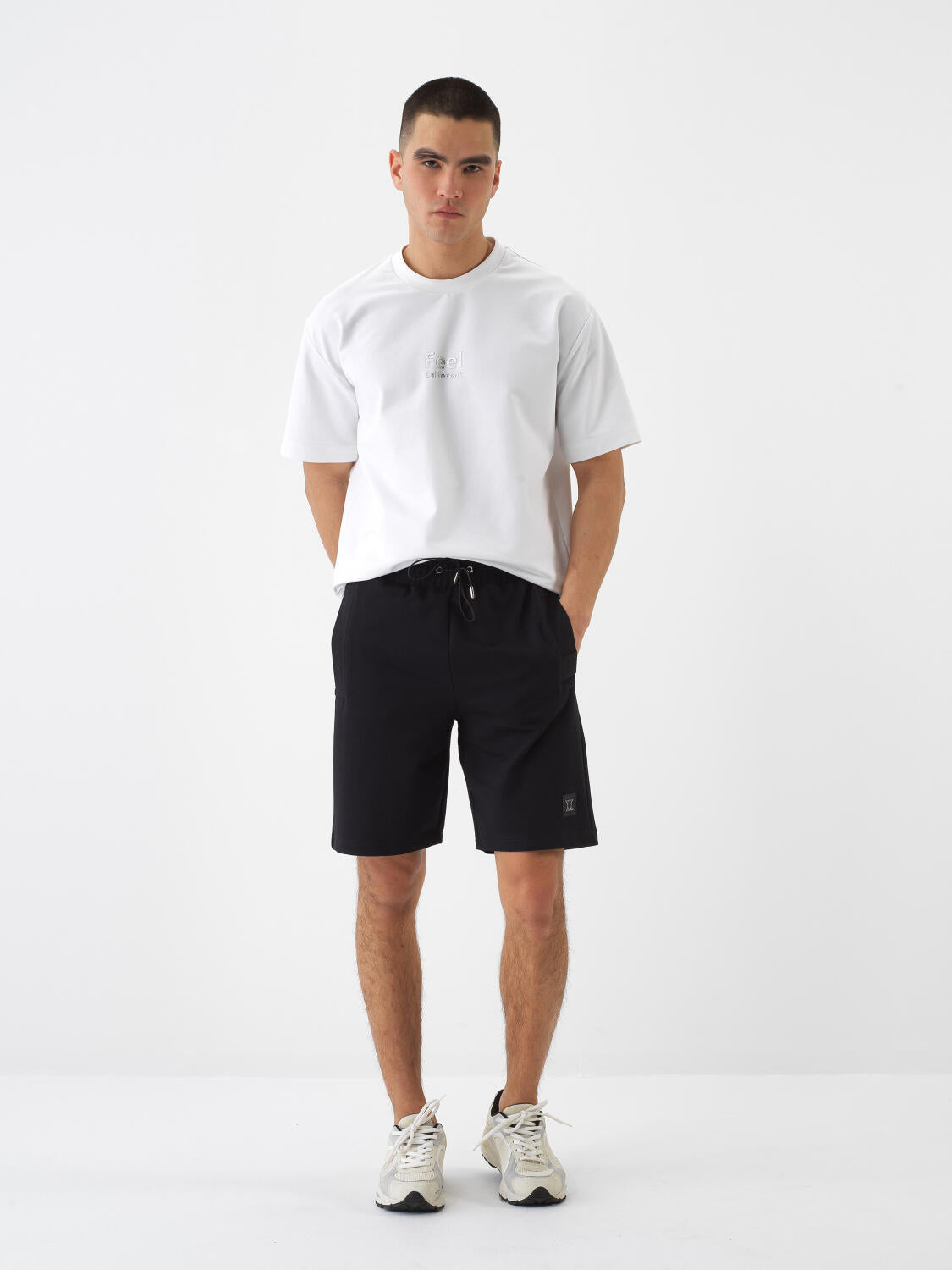 Xint Black Cotton Short With Logo