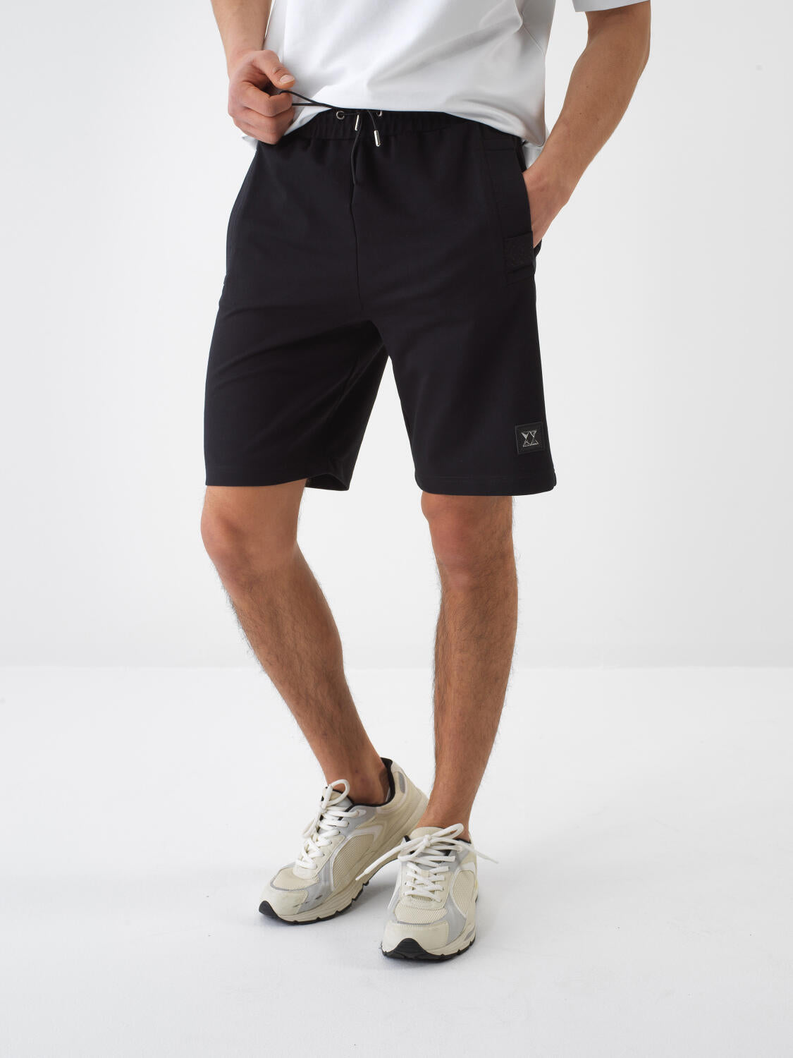 Xint Black Cotton Short With Logo
