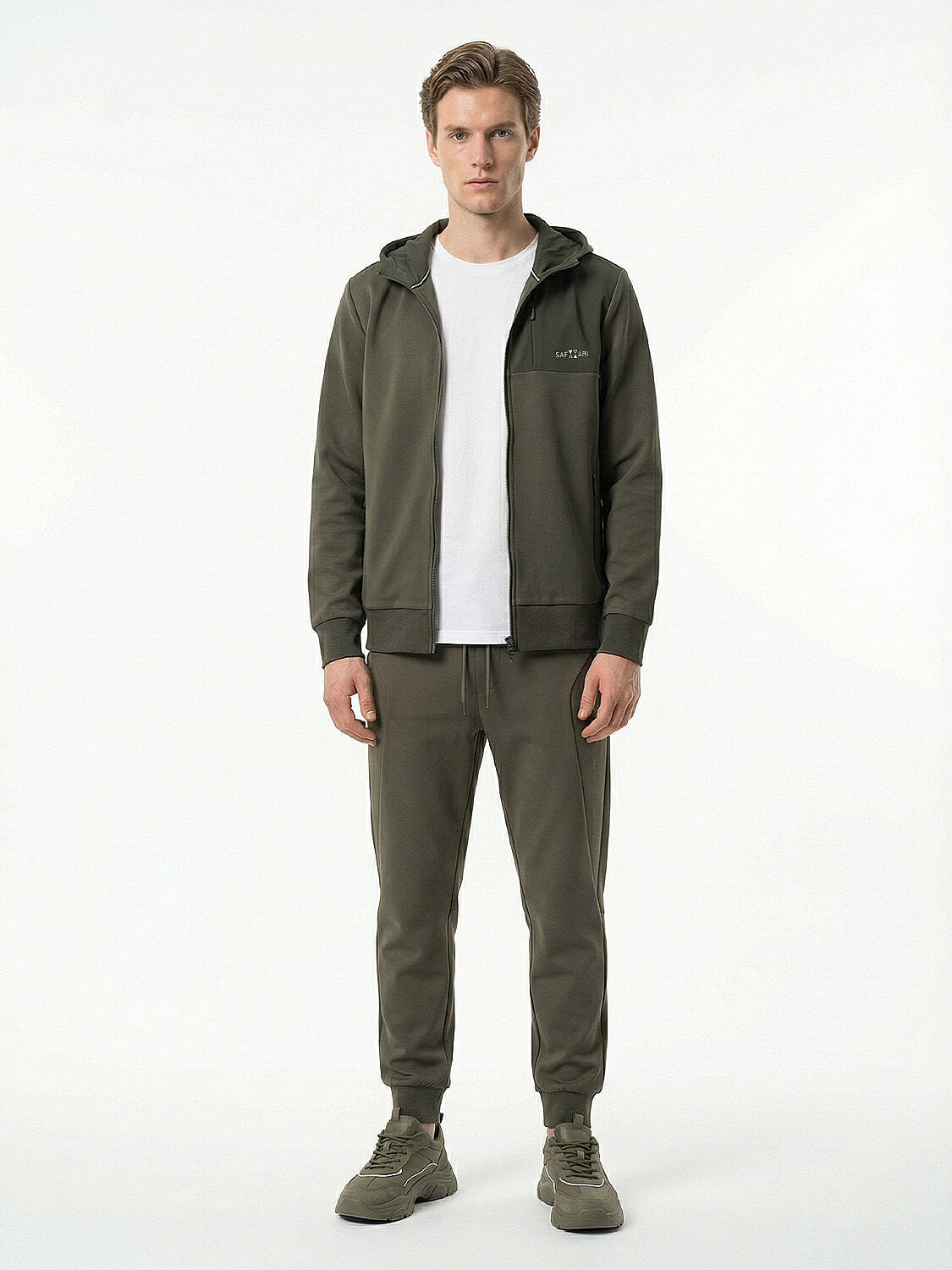 Xint Olive Cotton Textured Regular Fit Sweater