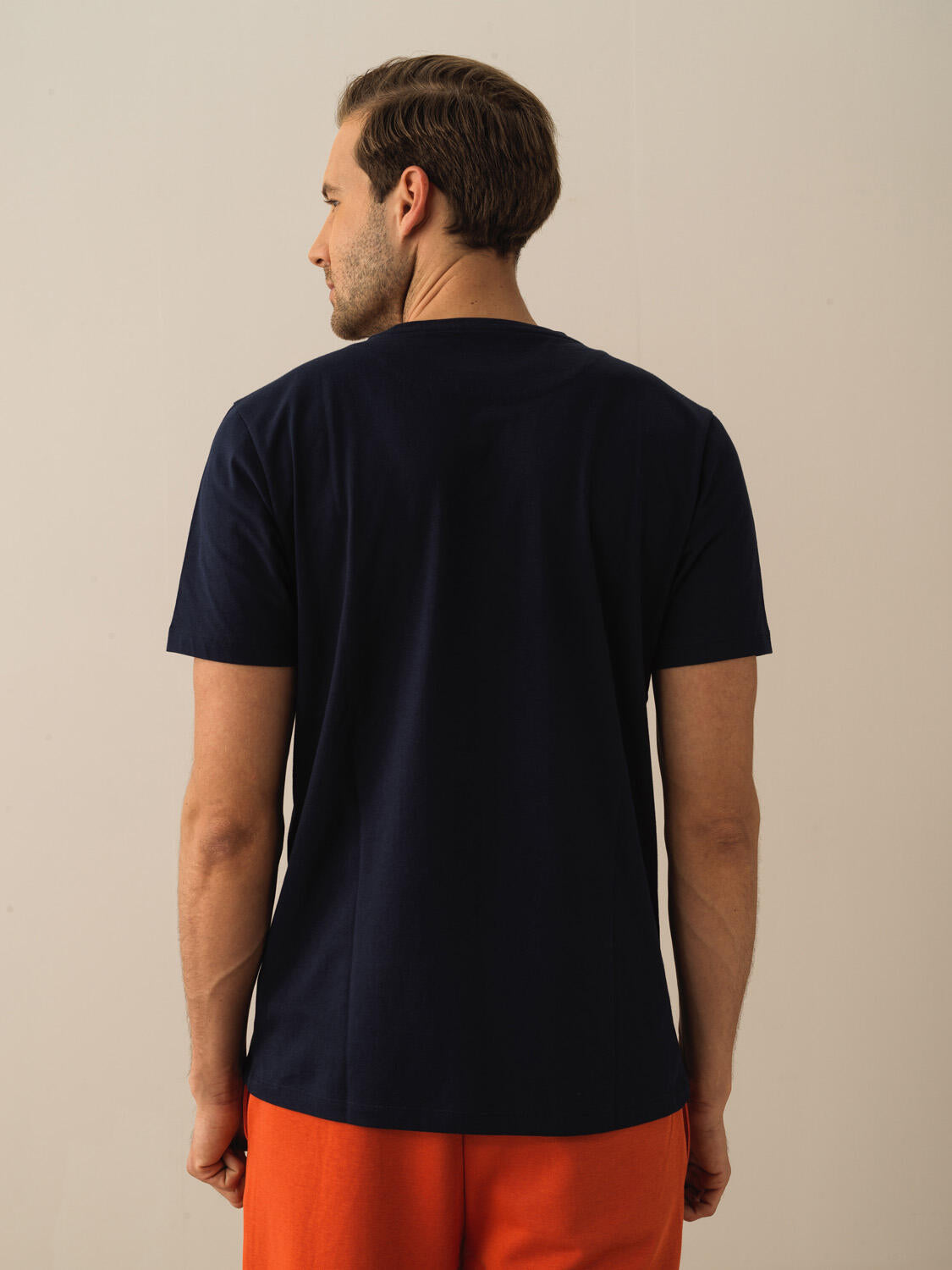 Men Navy T-shirt With Front Printed Design