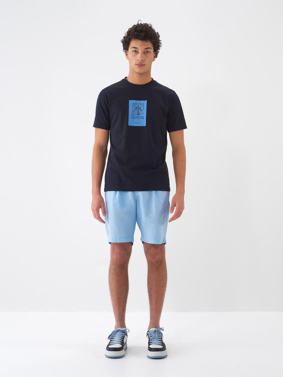 Xint Men Printed Regular Fit Navy T-shirt
