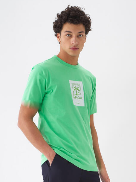 Xint Men Printed Regular Fit Green T-shirt