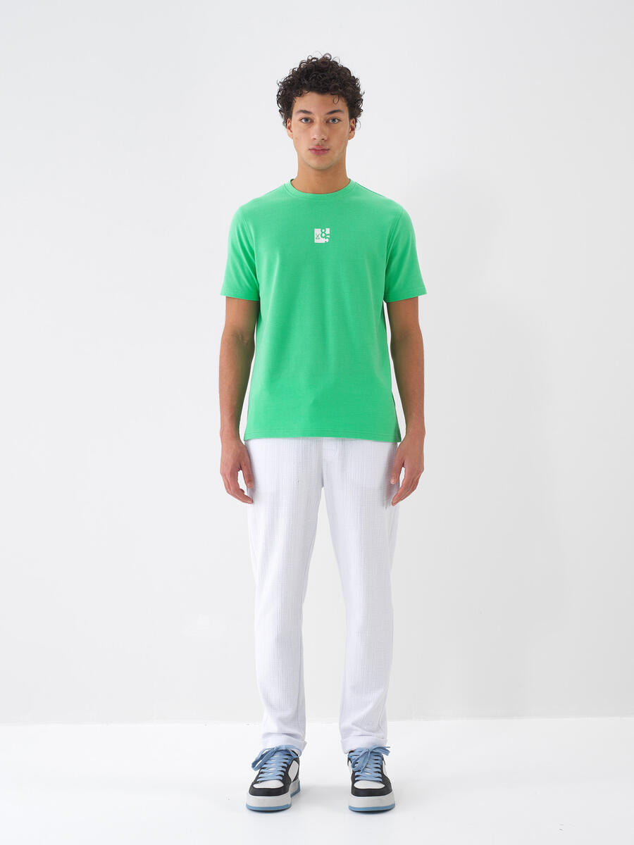 Xint Men Simple Green T-shirt