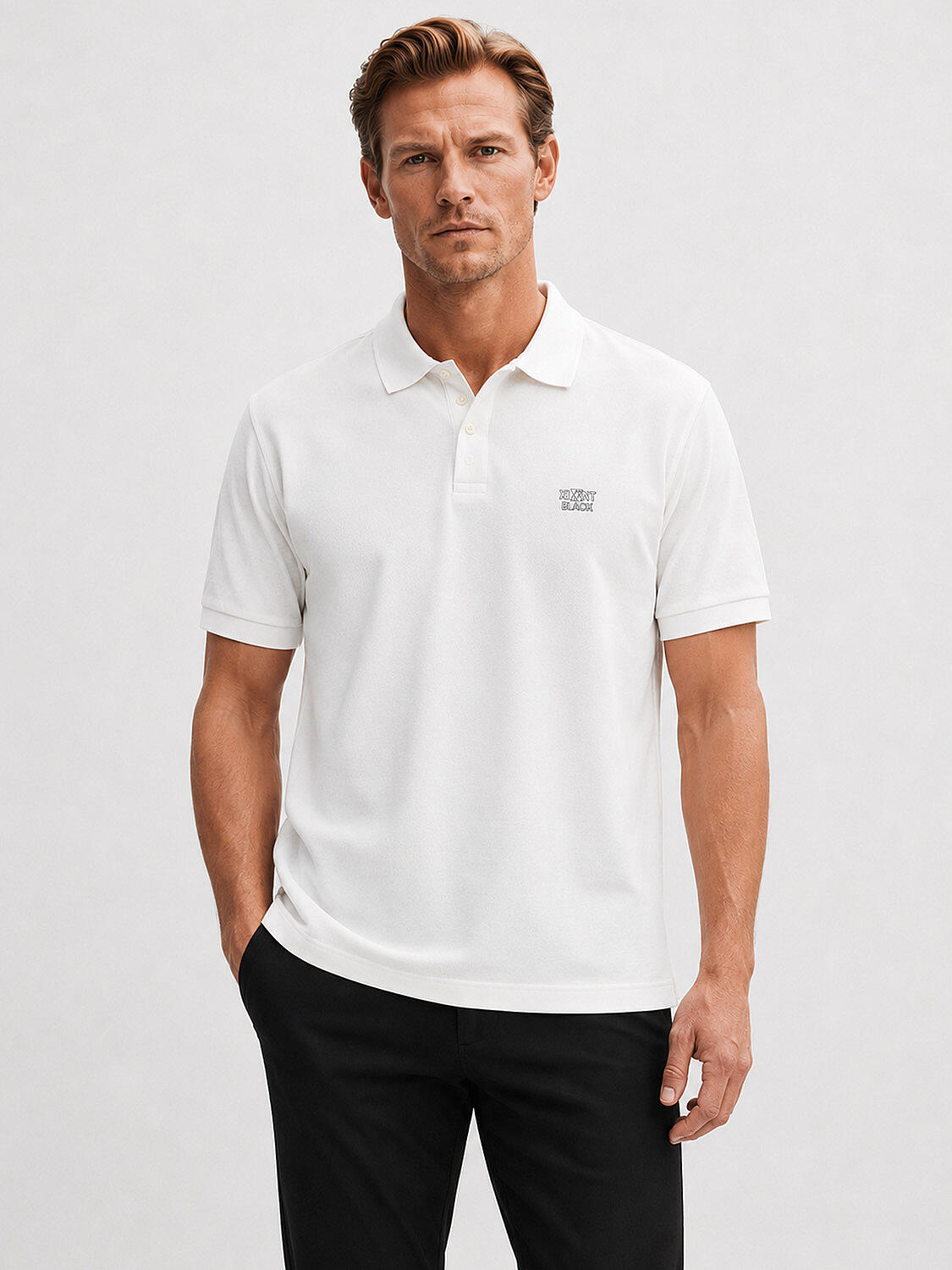 Xint Regular Fit White Polo With Xint Logo