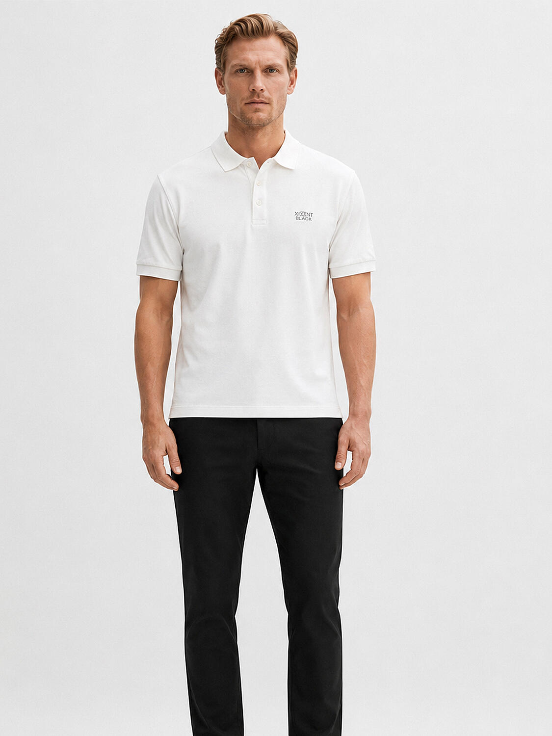 Xint Regular Fit White Polo With Xint Logo