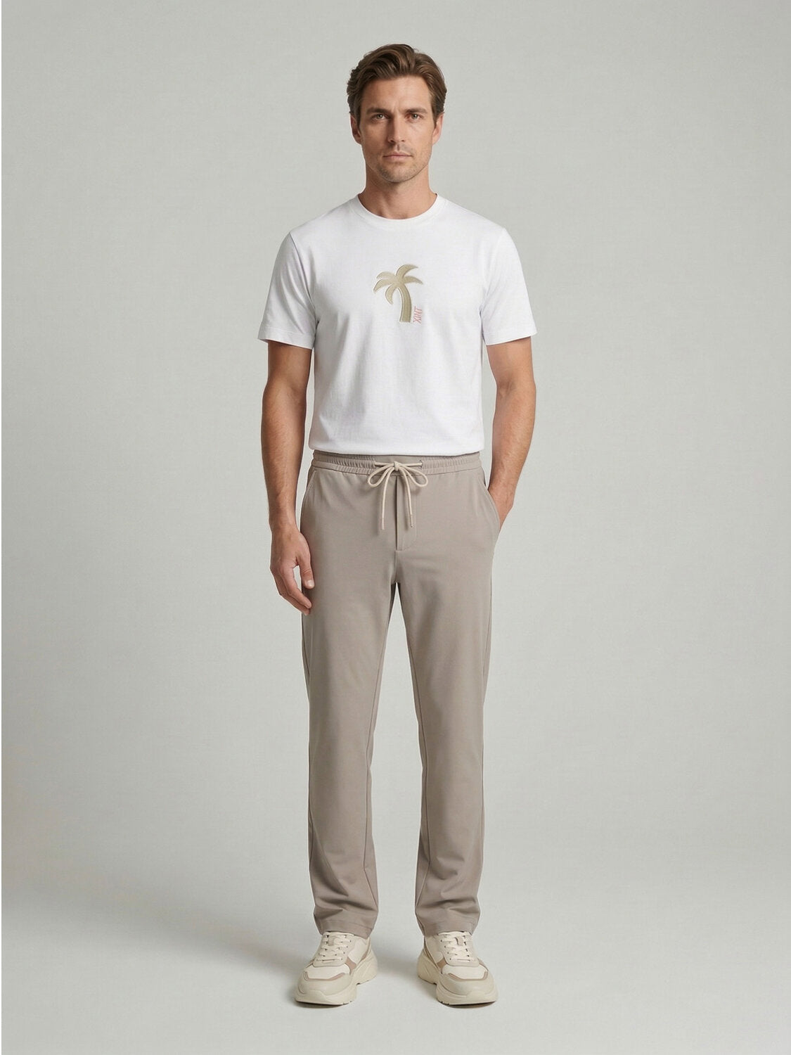 Xint White Printed Design Regular Fit T-Shirt