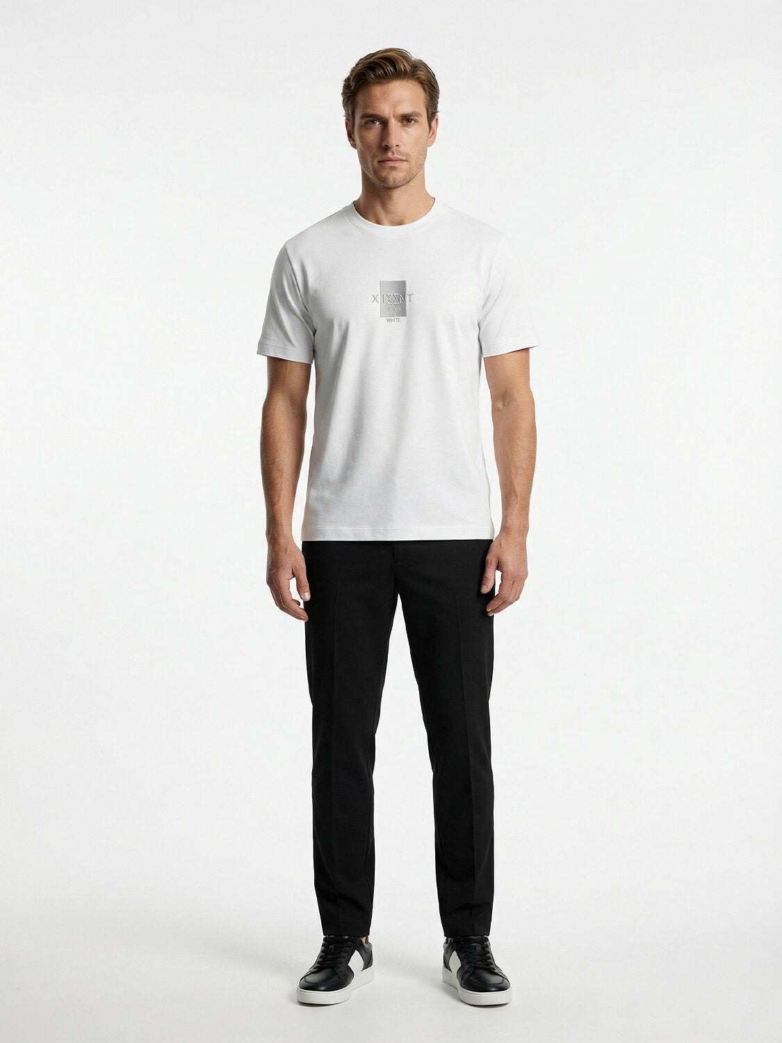 Xint White Printed Logo Regular Fit T-Shirt