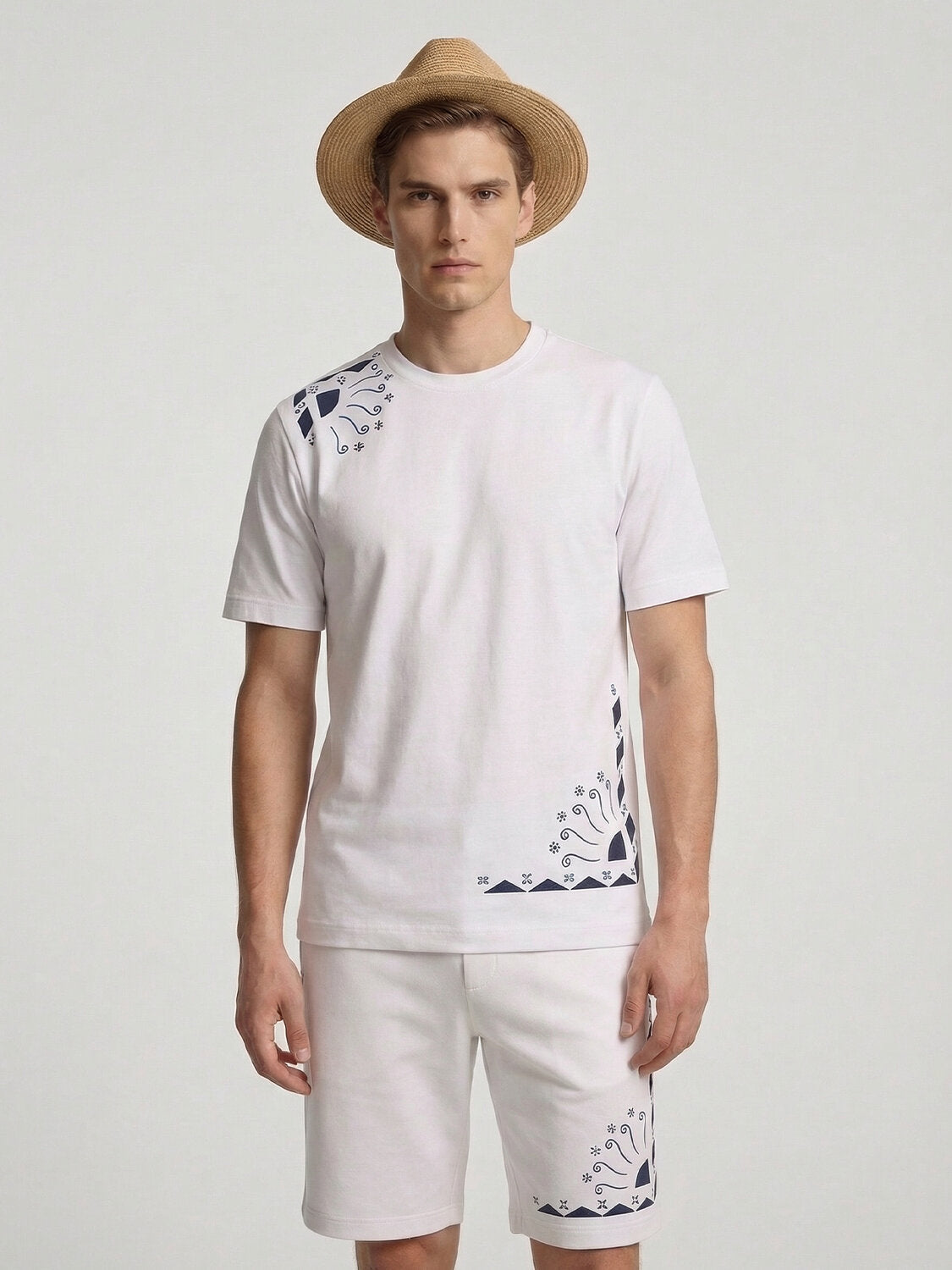 Xint White Round Neck Printed T-Shirt