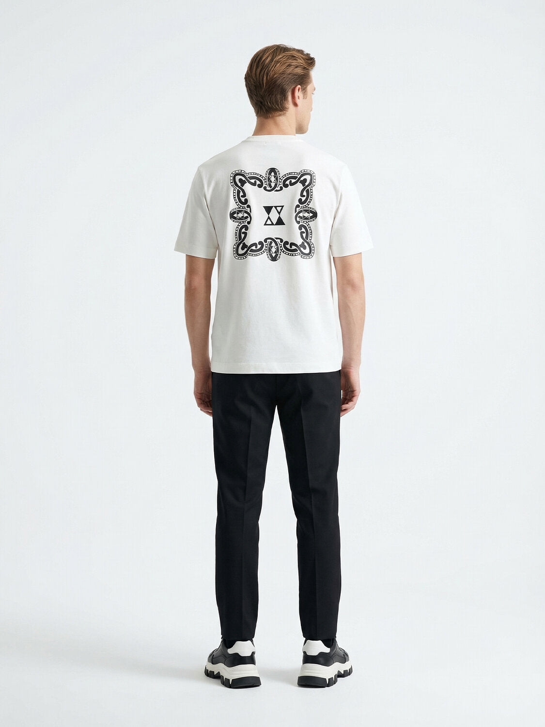 Xint White Round Neck With Back Design T-shirt