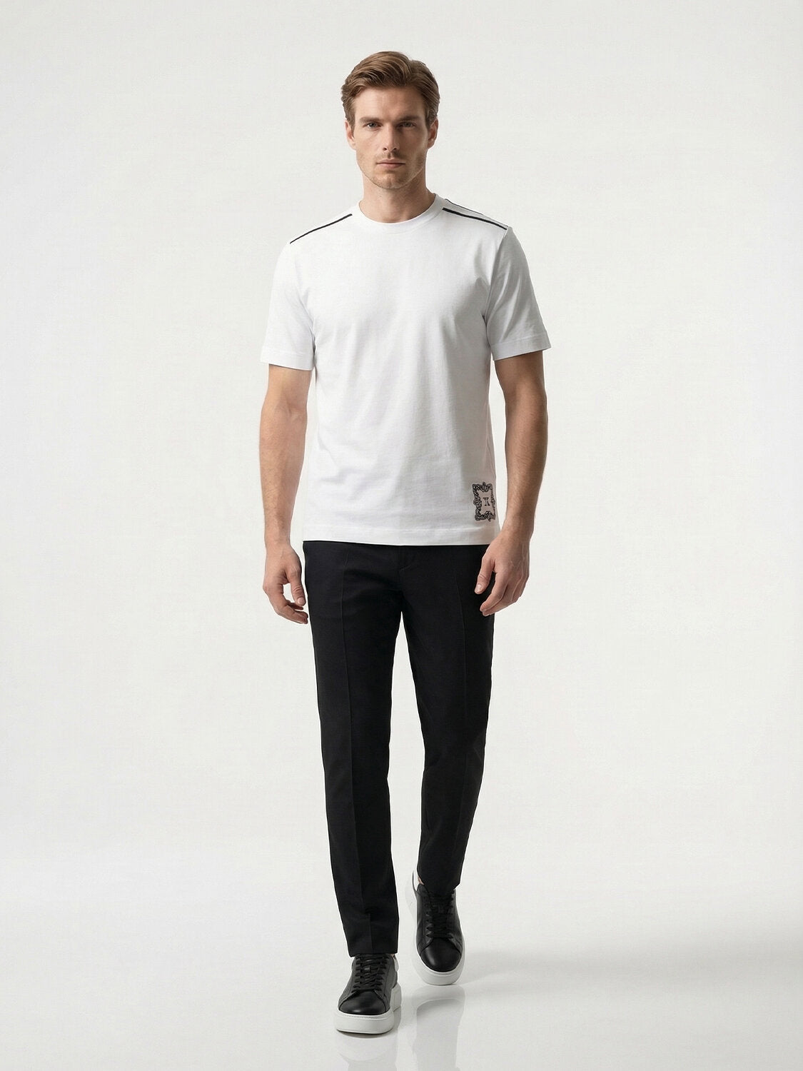 Xint White Round Neck With Back Design T-shirt