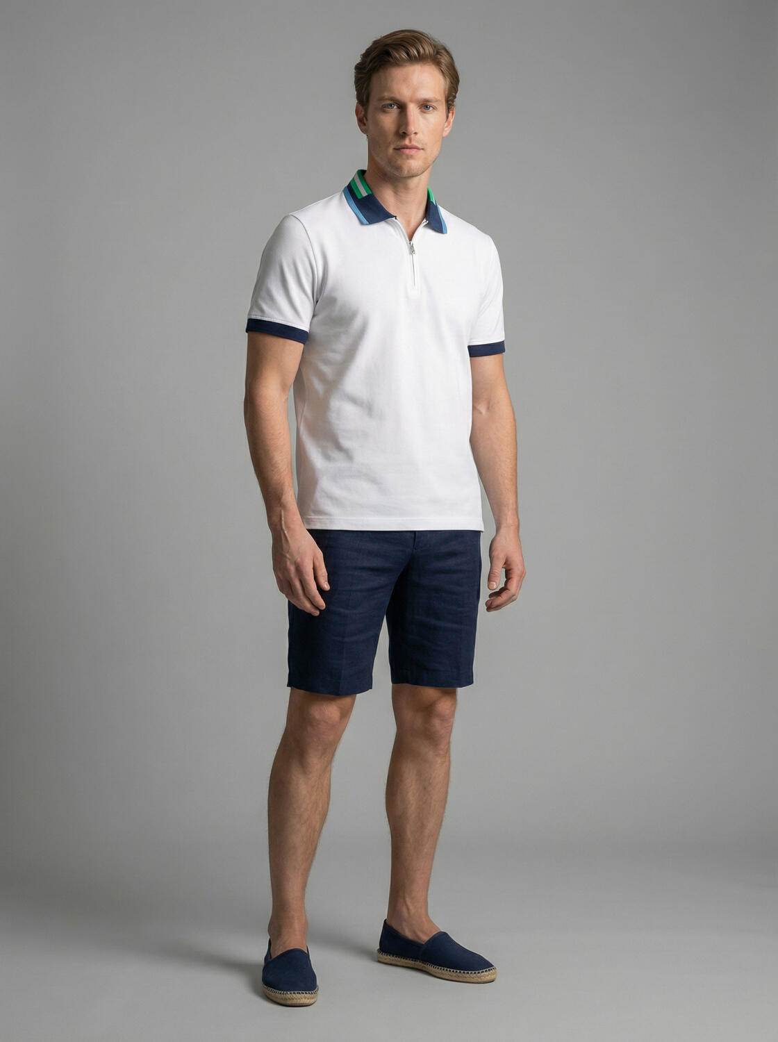 Xint White Polo With Modern Zip