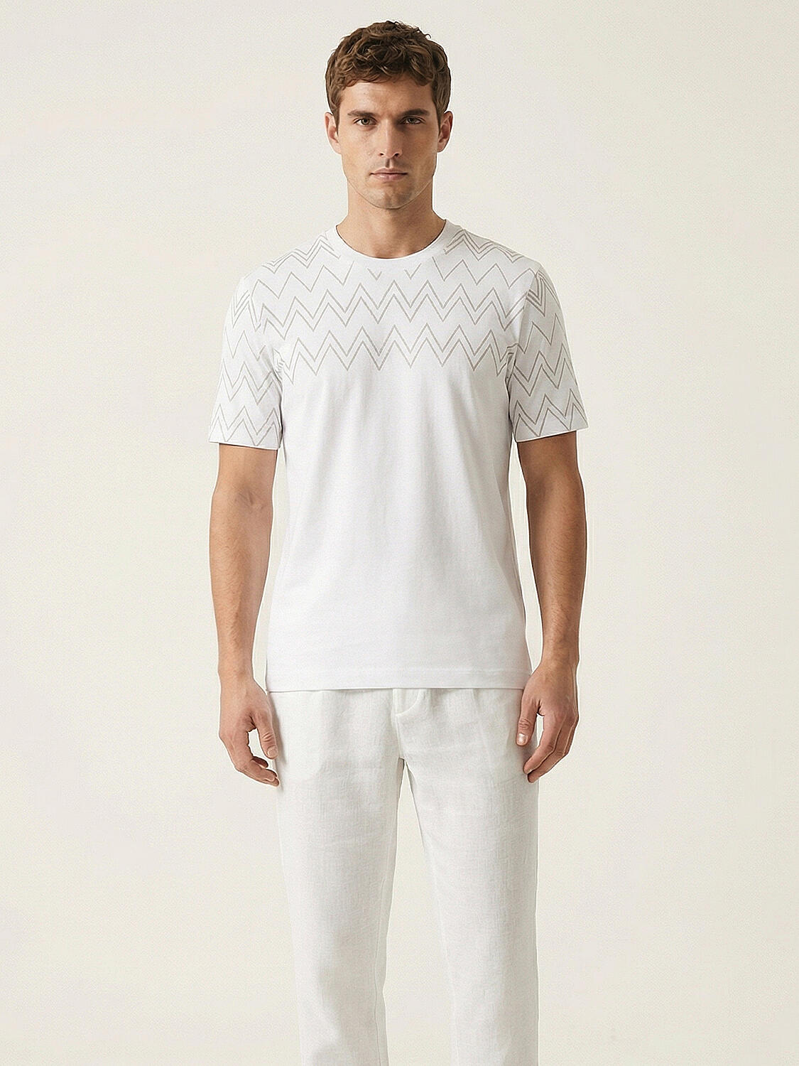 Xint White Regular Fit Cotton T-Shirt With Printed Design