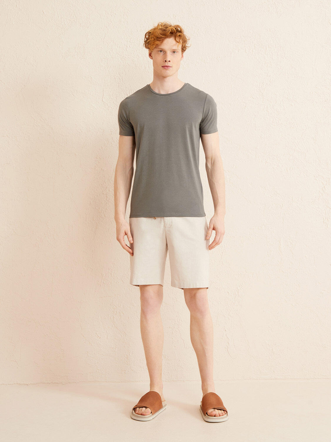Men Basic Plain Grey T-shirt