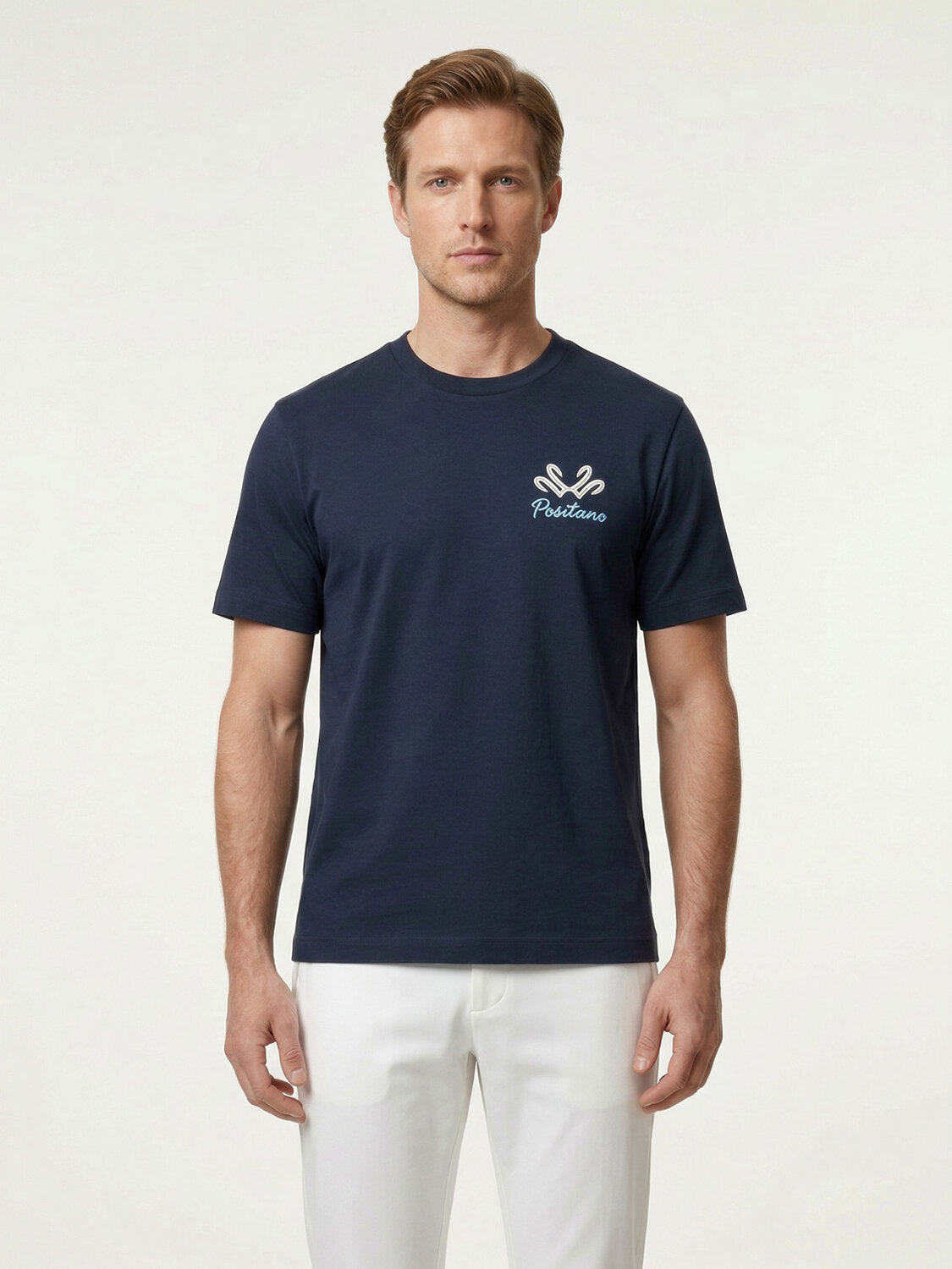 Xint Navy Short Sleeved T-Shirt With Printed Back Design