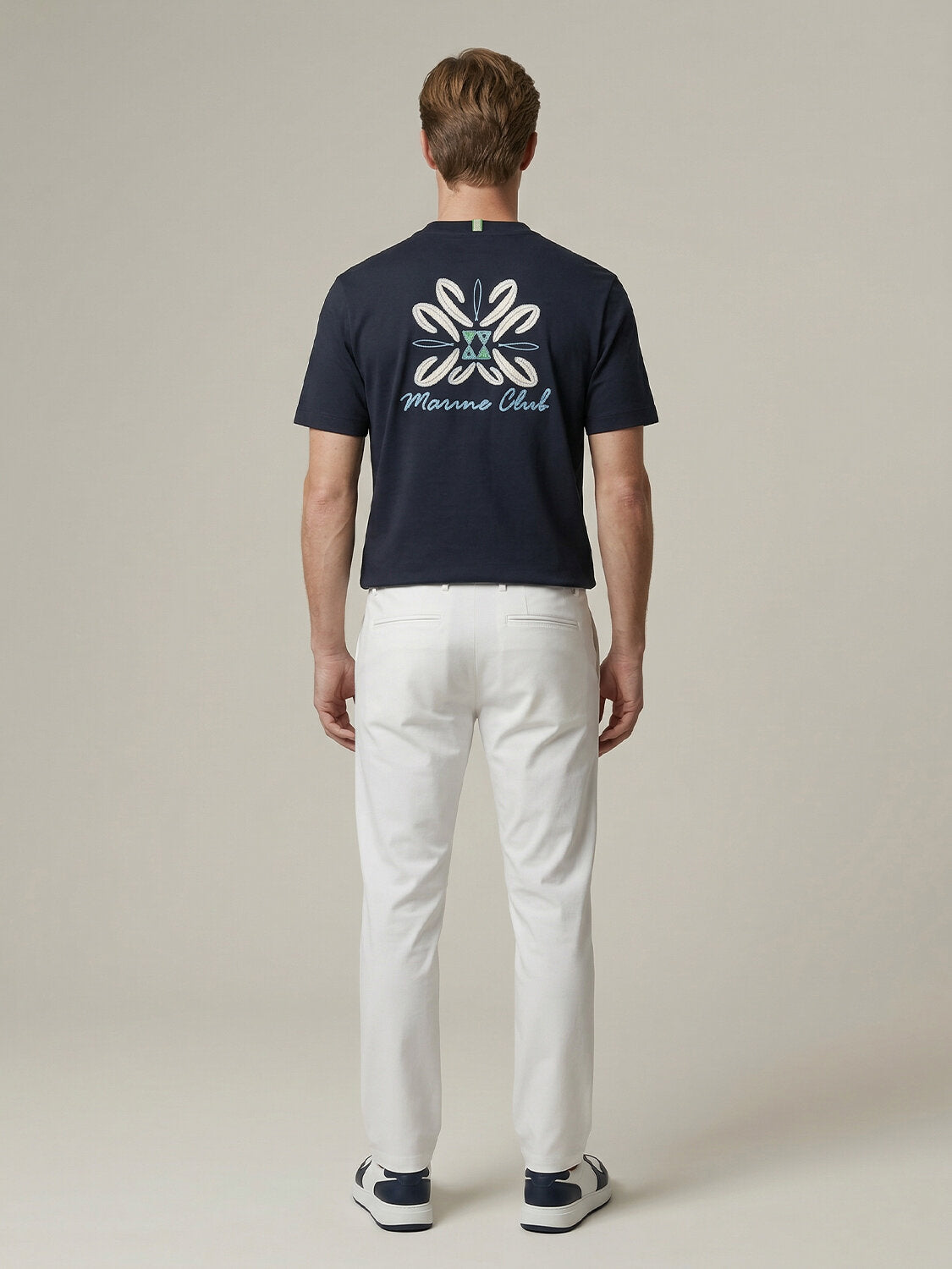 Xint Navy Short Sleeved T-Shirt With Printed Back Design