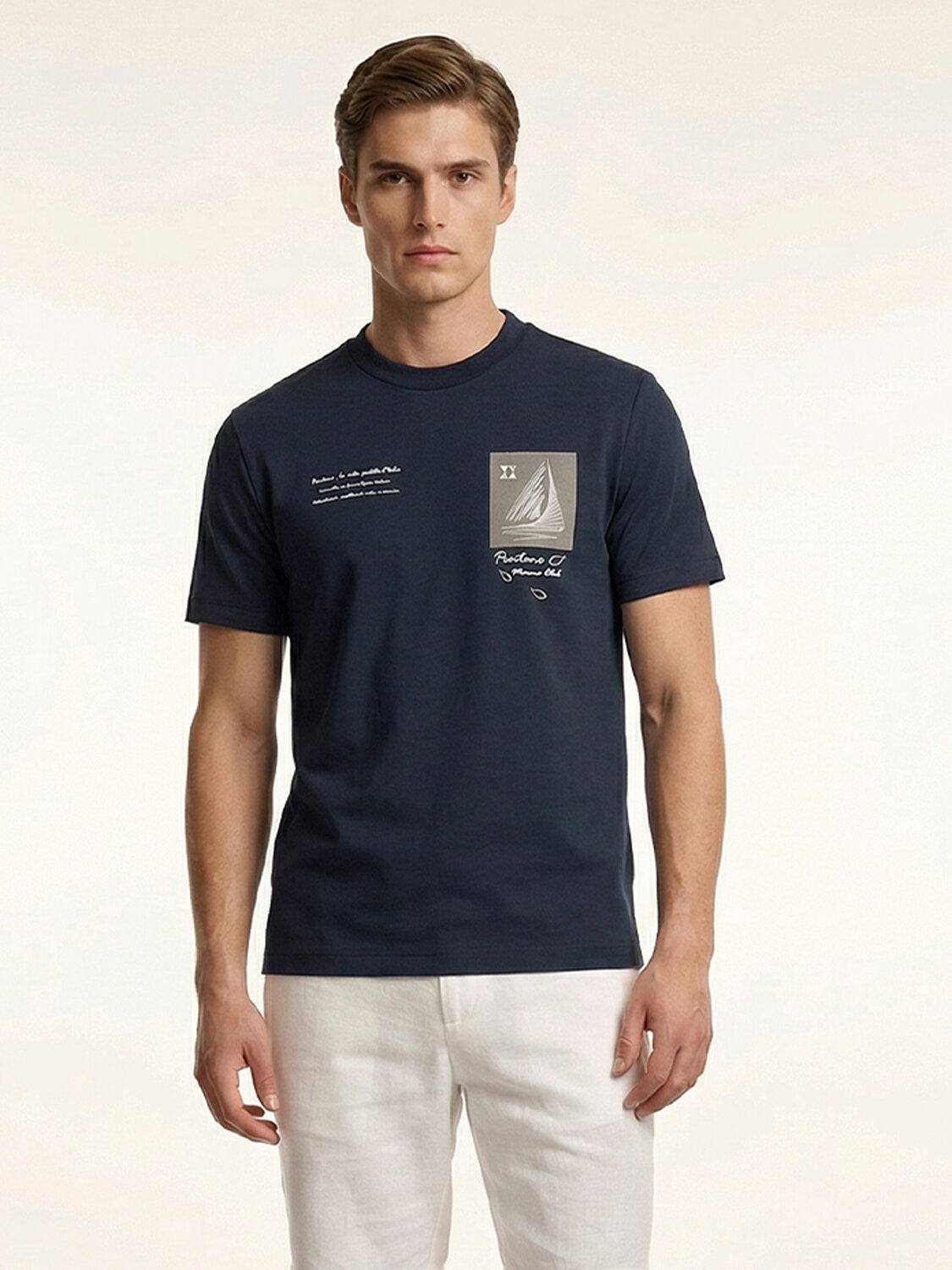 Xint Navy Regular Fit Printed T-Shirt