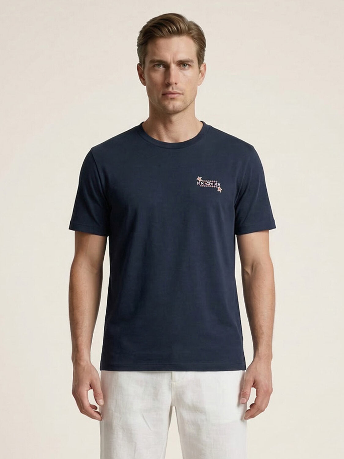 Xint Navy Back Design Short Sleeved Regular Fit T-shirt