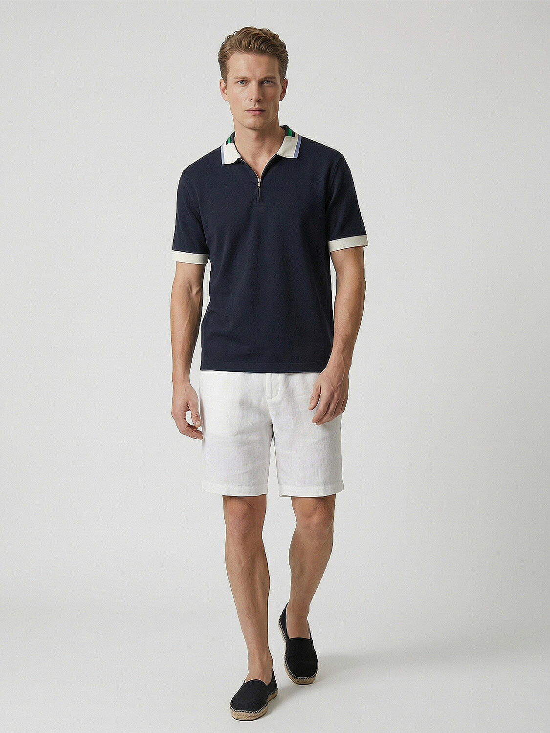 Xint Navy Polo With Modern Zip