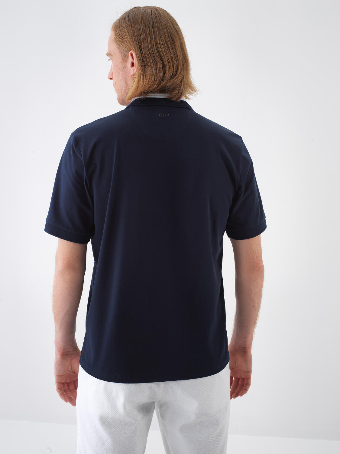 Xint Slim Fit Navy Cotton Polo