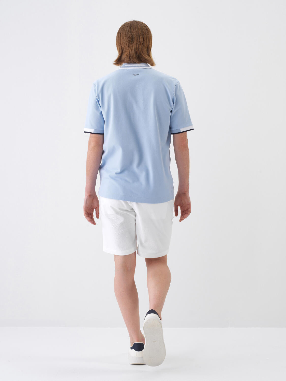 Xint Regular Fit Blue Cotton Polo With Small Zipper To Close