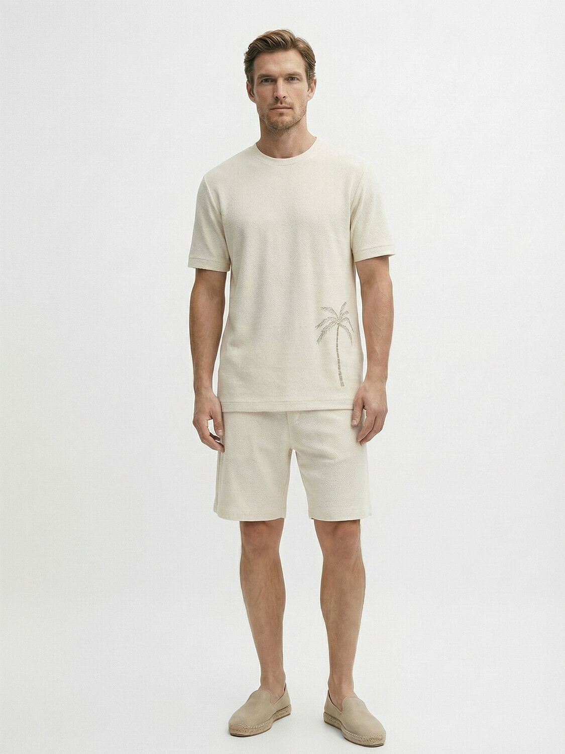 Xint Beige Round Neck Regular T-Shirt
