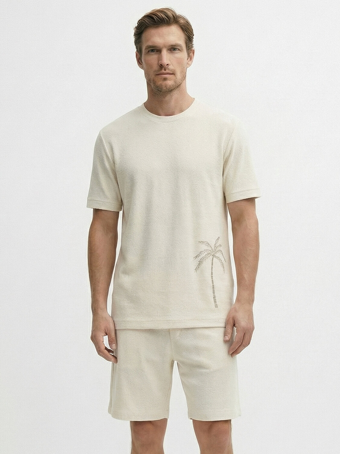 Xint Beige Round Neck Regular T-Shirt