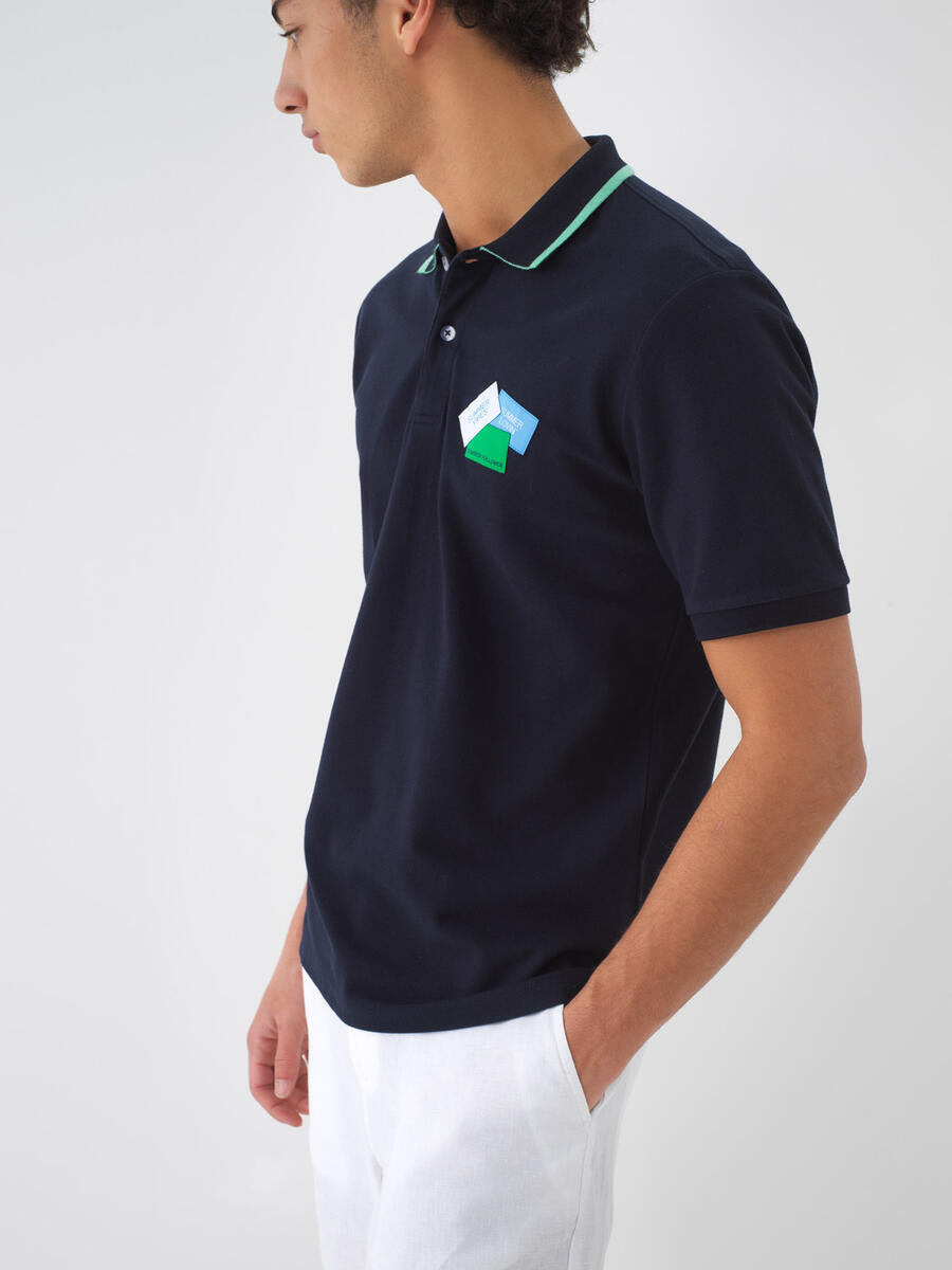 Xint Summer Polo Neck Regular Fit Navy T-shirt