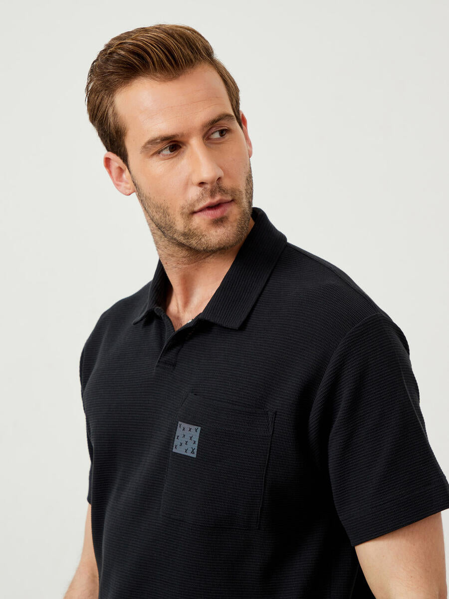 Xint Black Oversized Cotton Polo