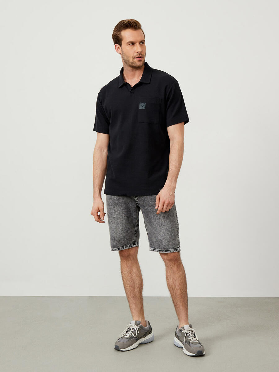 Xint Black Oversized Cotton Polo