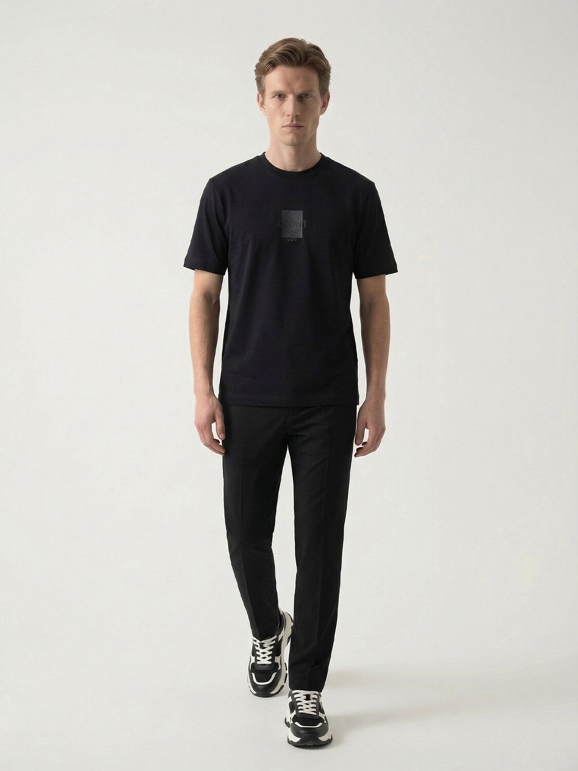 Xint Black Printed Logo Regular Fit T-Shirt