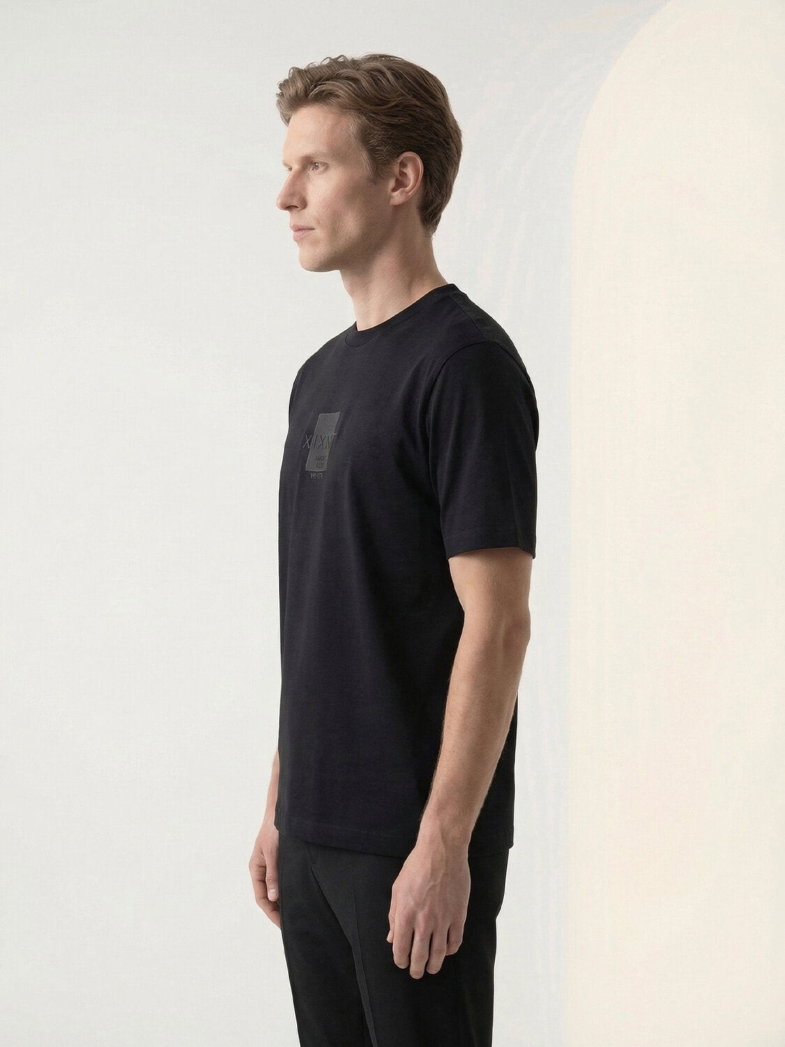 Xint Black Printed Logo Regular Fit T-Shirt
