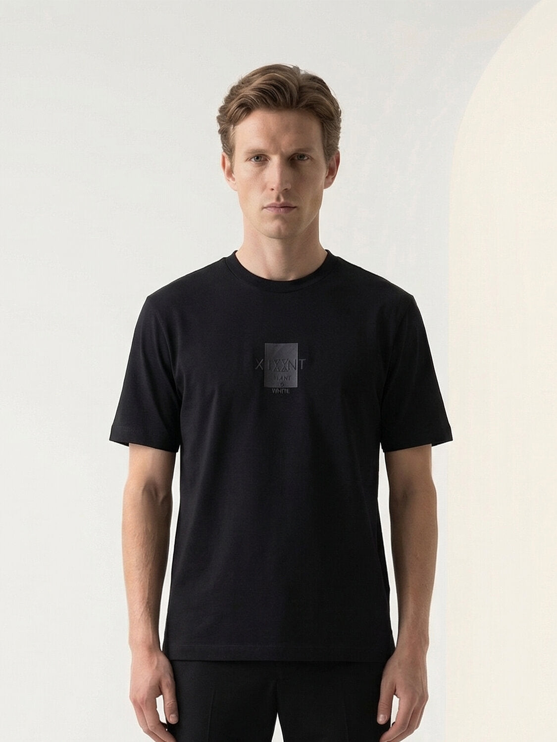 Xint Black Printed Logo Regular Fit T-Shirt