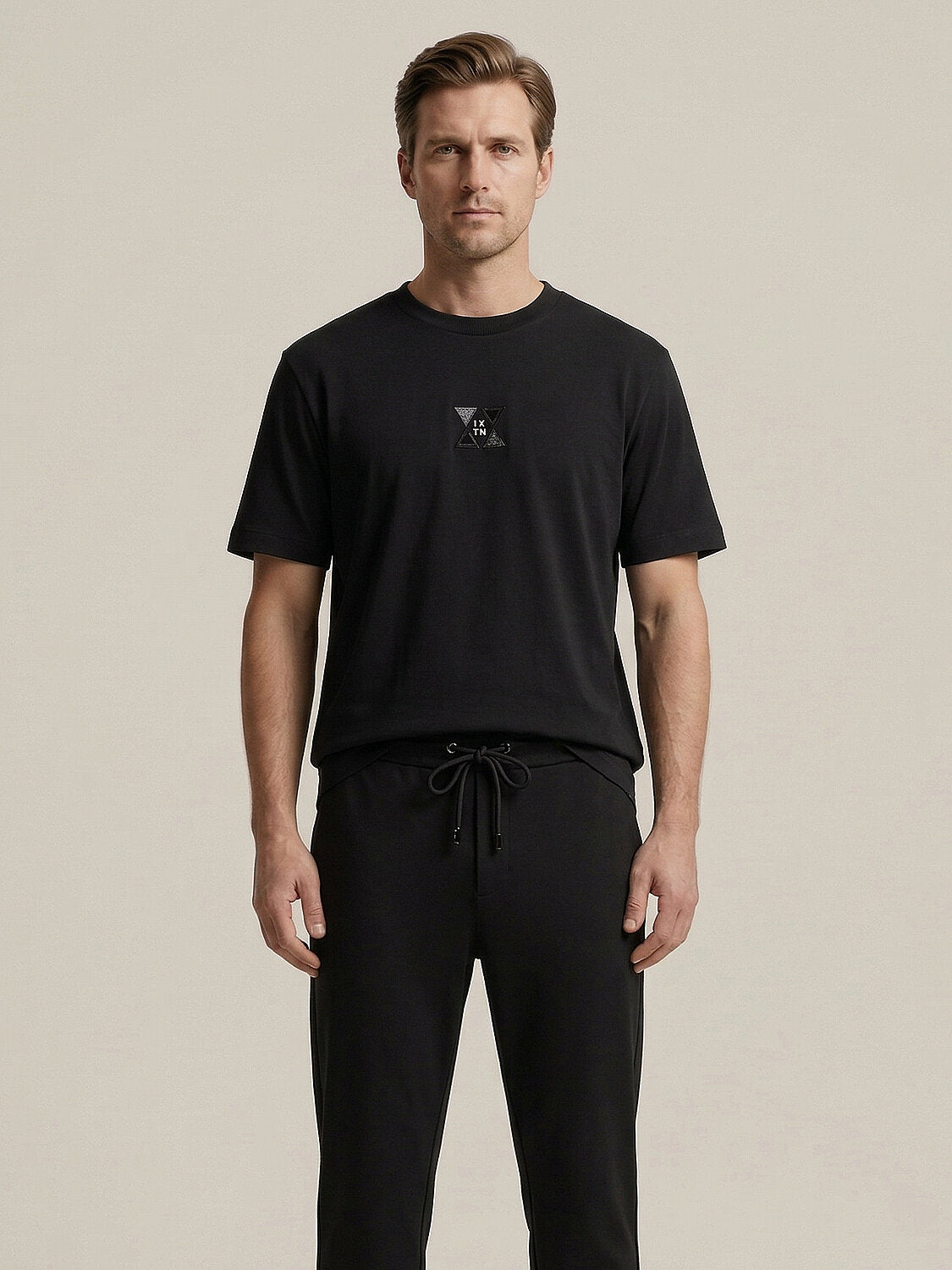 Xint Black Back Design Cotton Textured T-Shirt