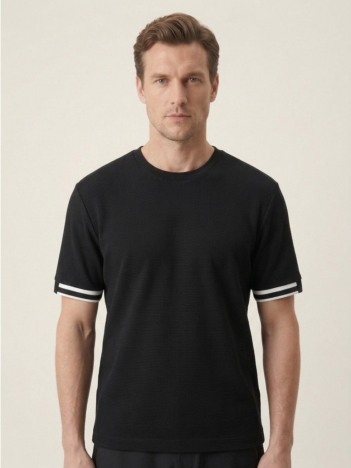 Xint Black Round Neck Regular Fit T-Shirt