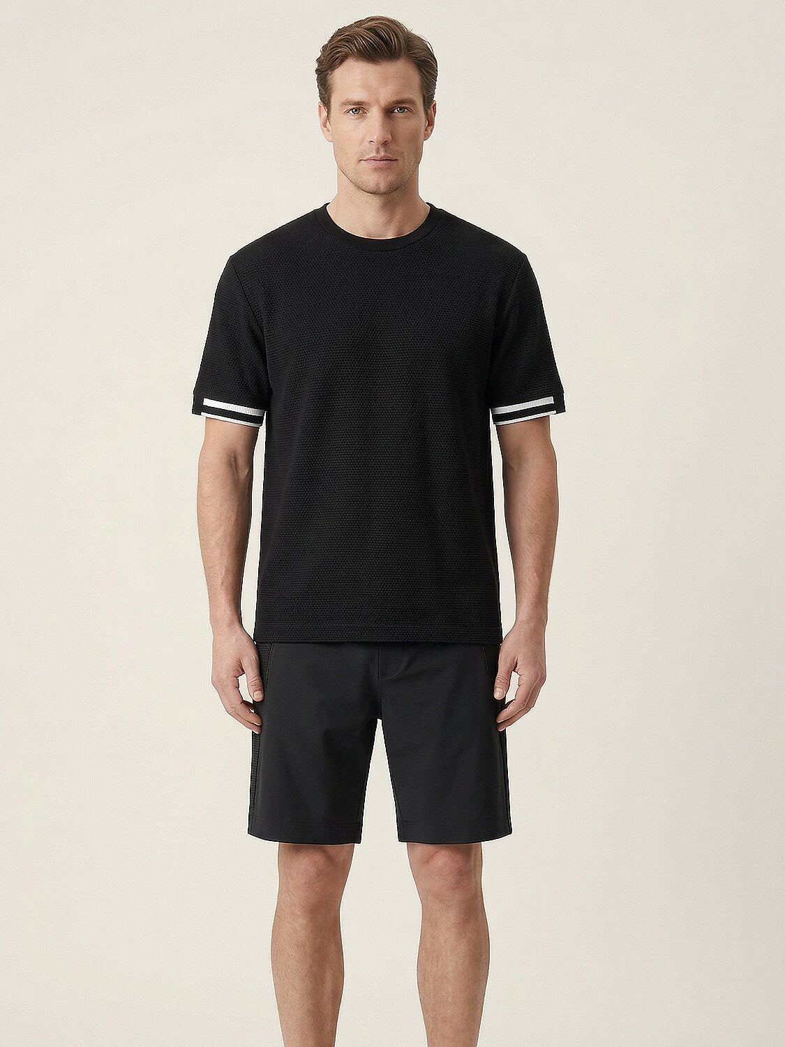 Xint Black Round Neck Regular Fit T-Shirt