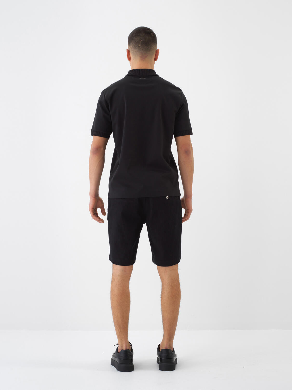 Xint Black Regular Fit Cotton Polo With Collar Design