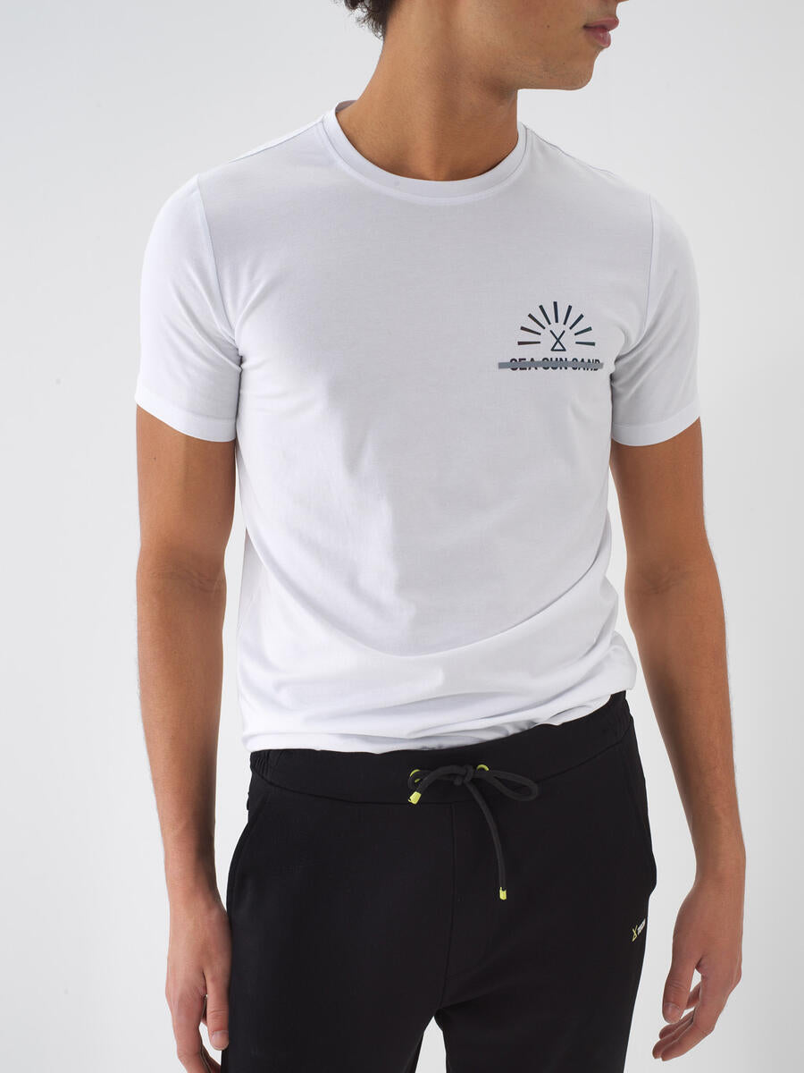Xint White T-shirt With Sun Design