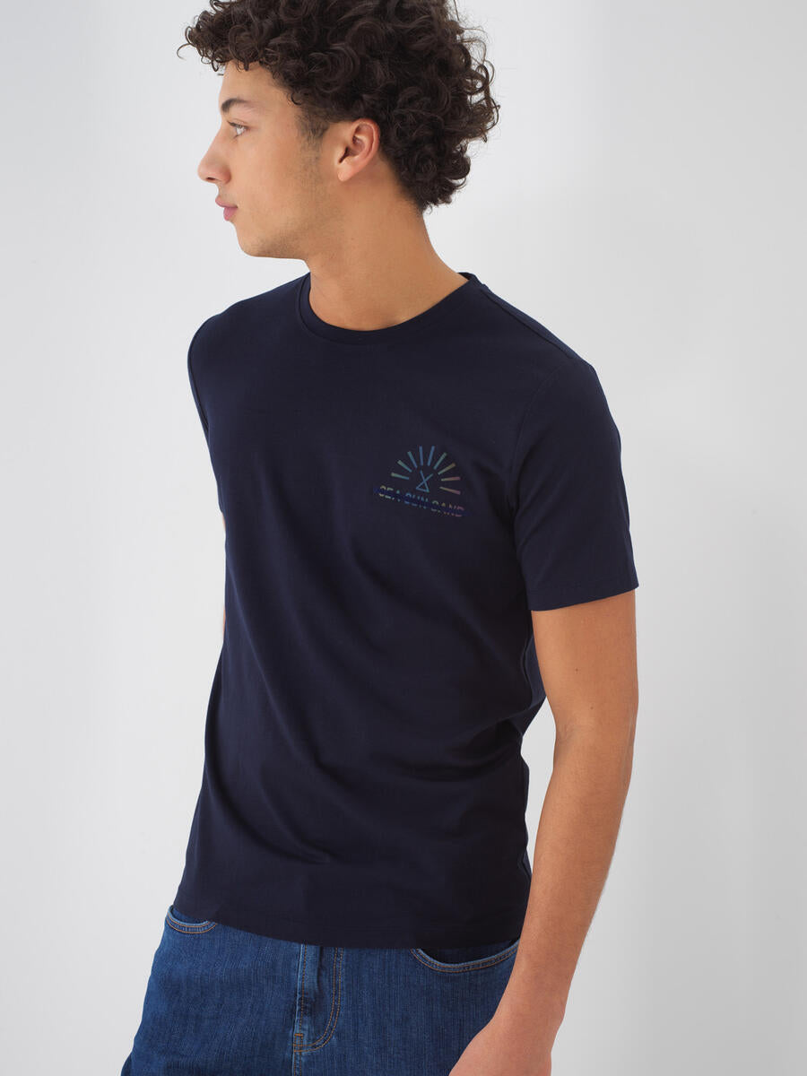 Xint Men Navy T-shirt With Sun Design
