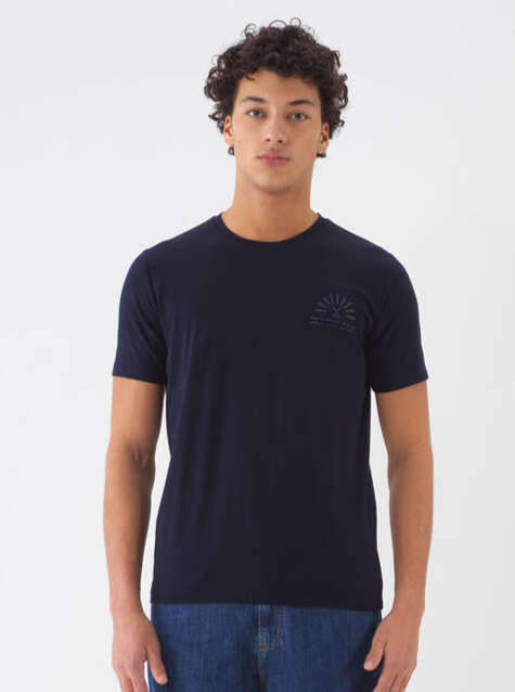 Xint Men Navy T-shirt With Sun Design