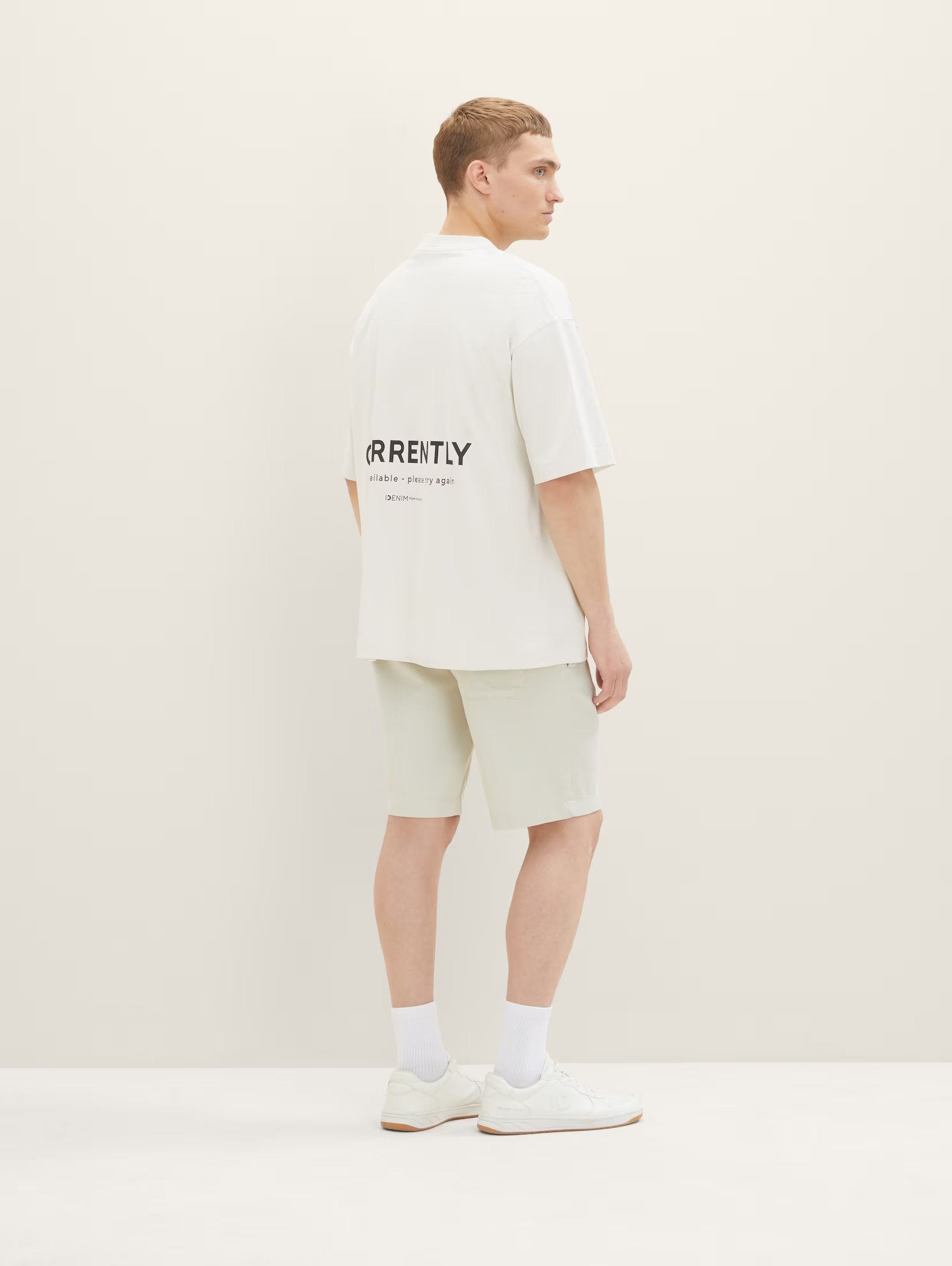 Tom Tailor White Oversized T-Shirt with a Print