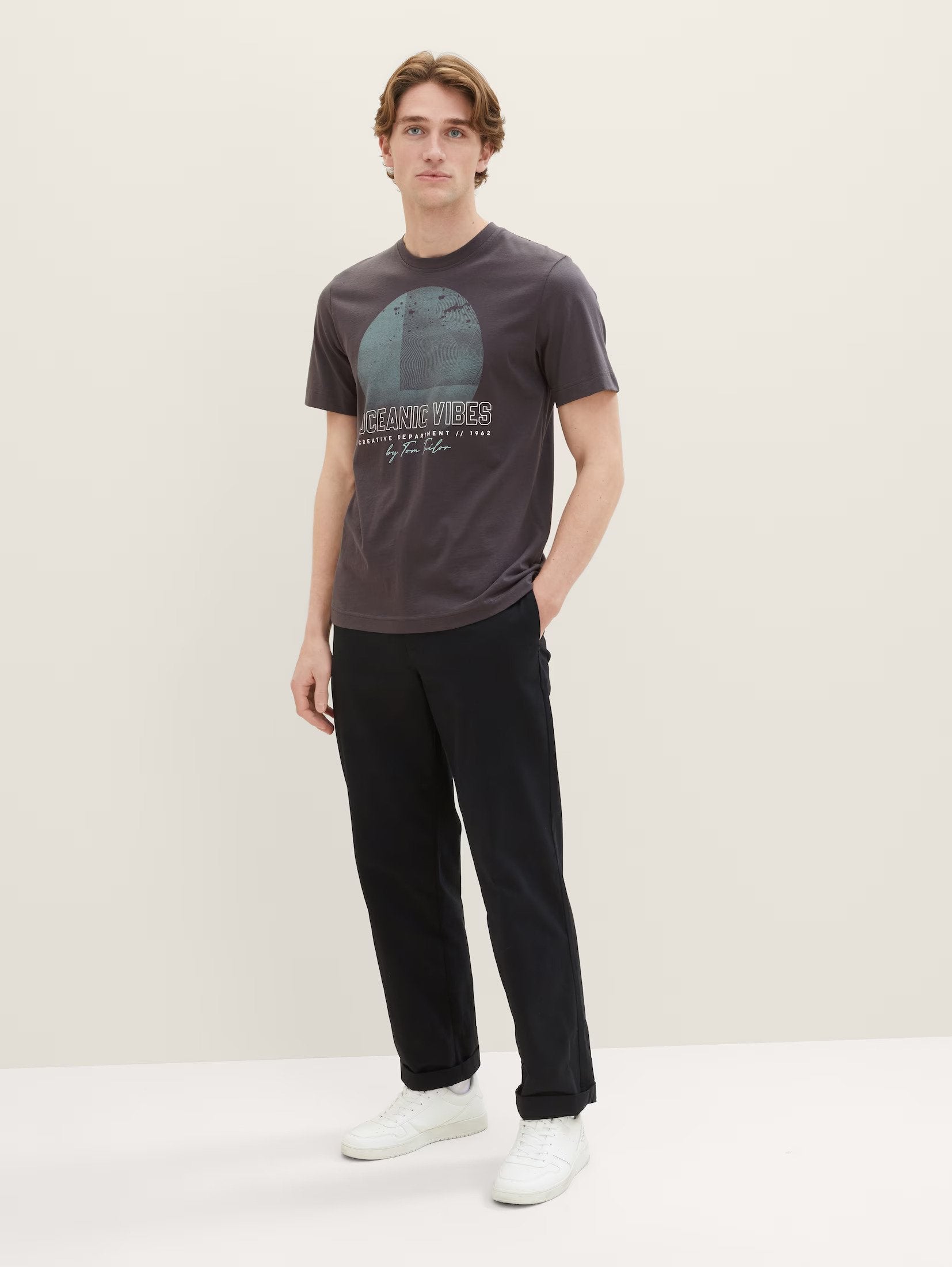 Tom Tailor Tarmac Grey T-Shirt with Polo Print
