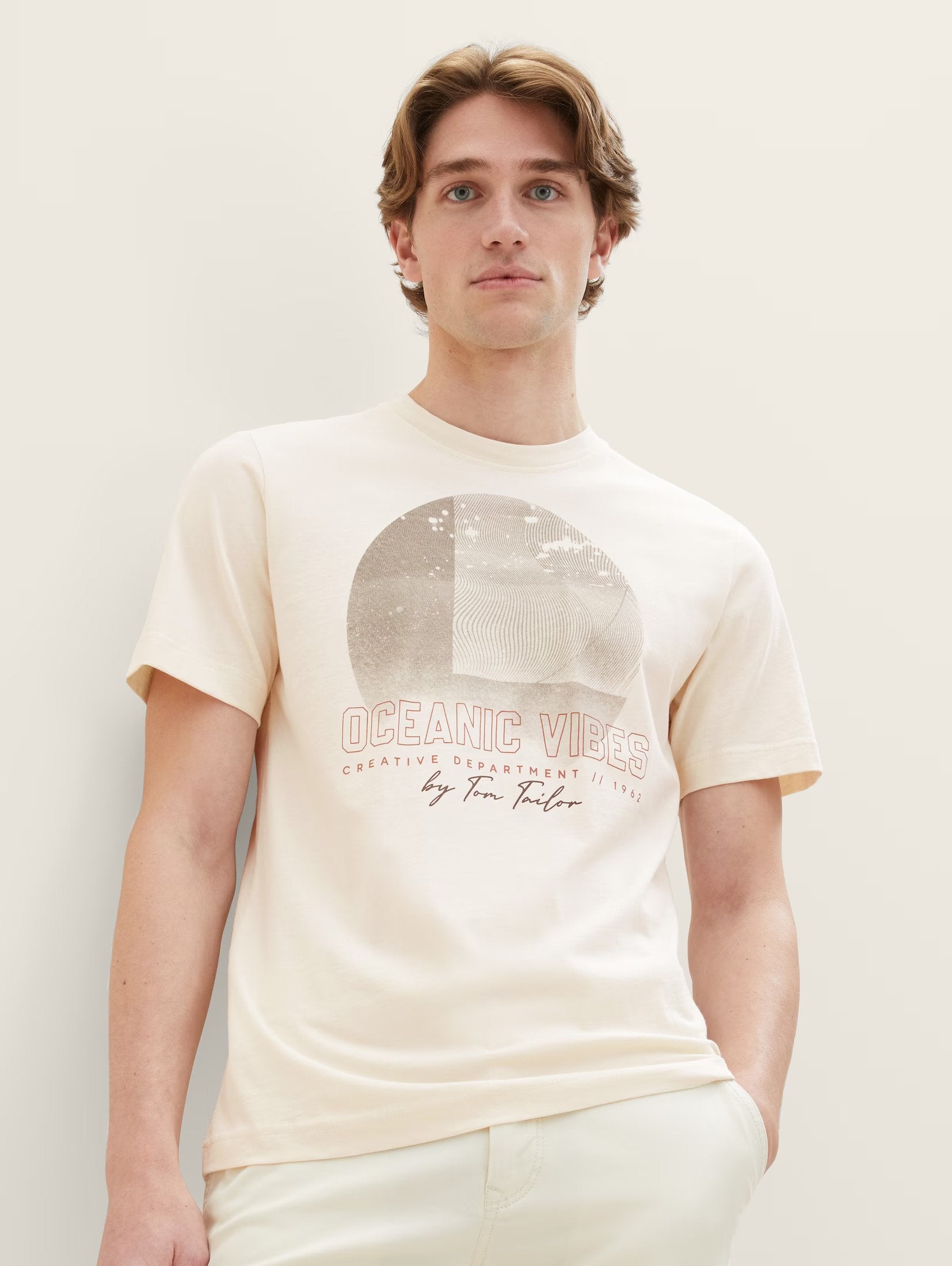 Tom Tailor Vintage Beige T-Shirt with Polo Print