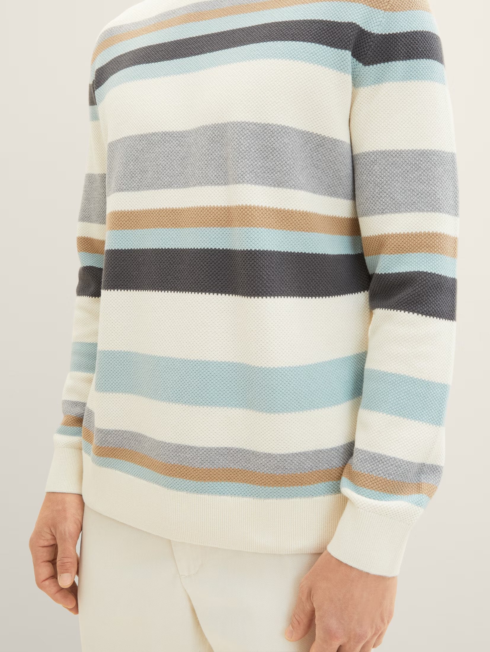 Tom Tailor White Stripped Knitted Sweater