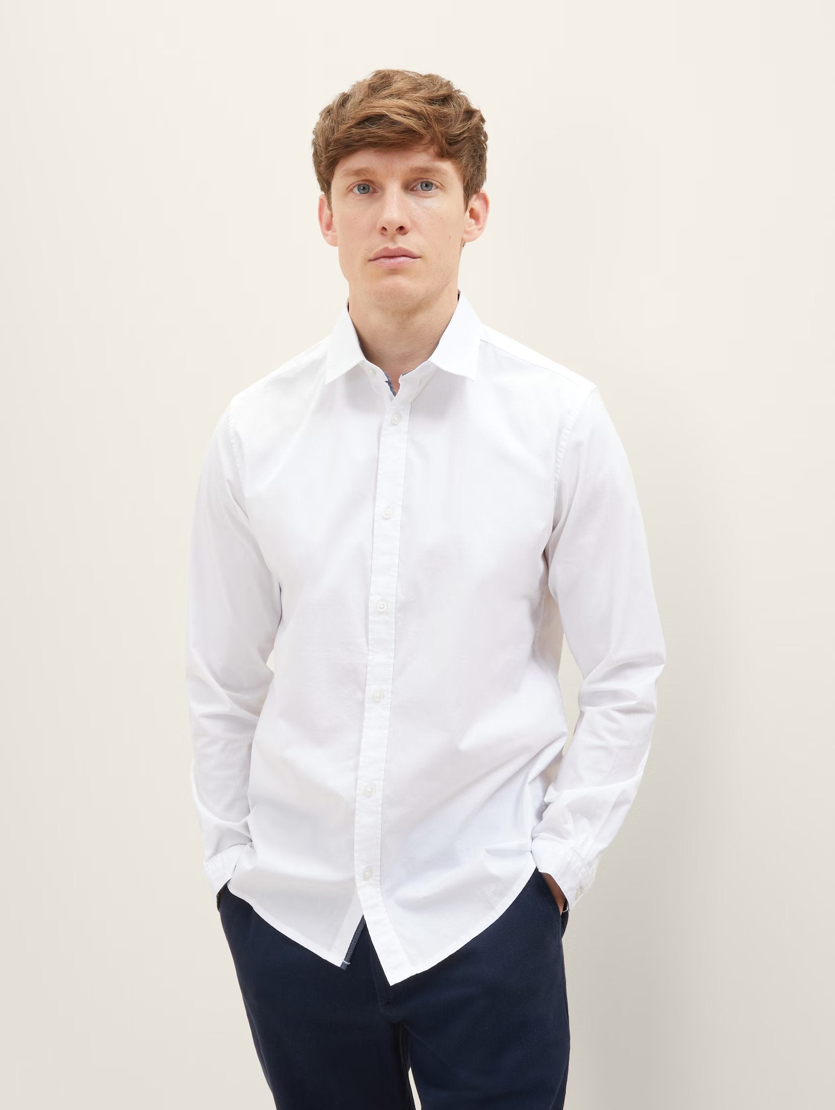 Tom Tailor White Kent Collar Designed Shirt