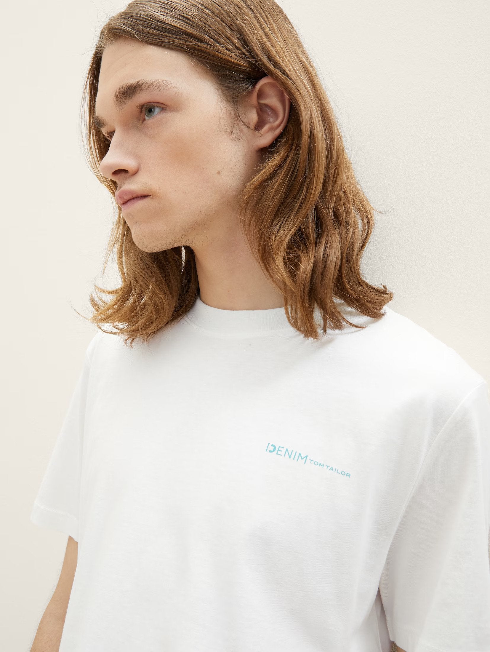 Tom Tailor White T-shirt With Back Unique Design