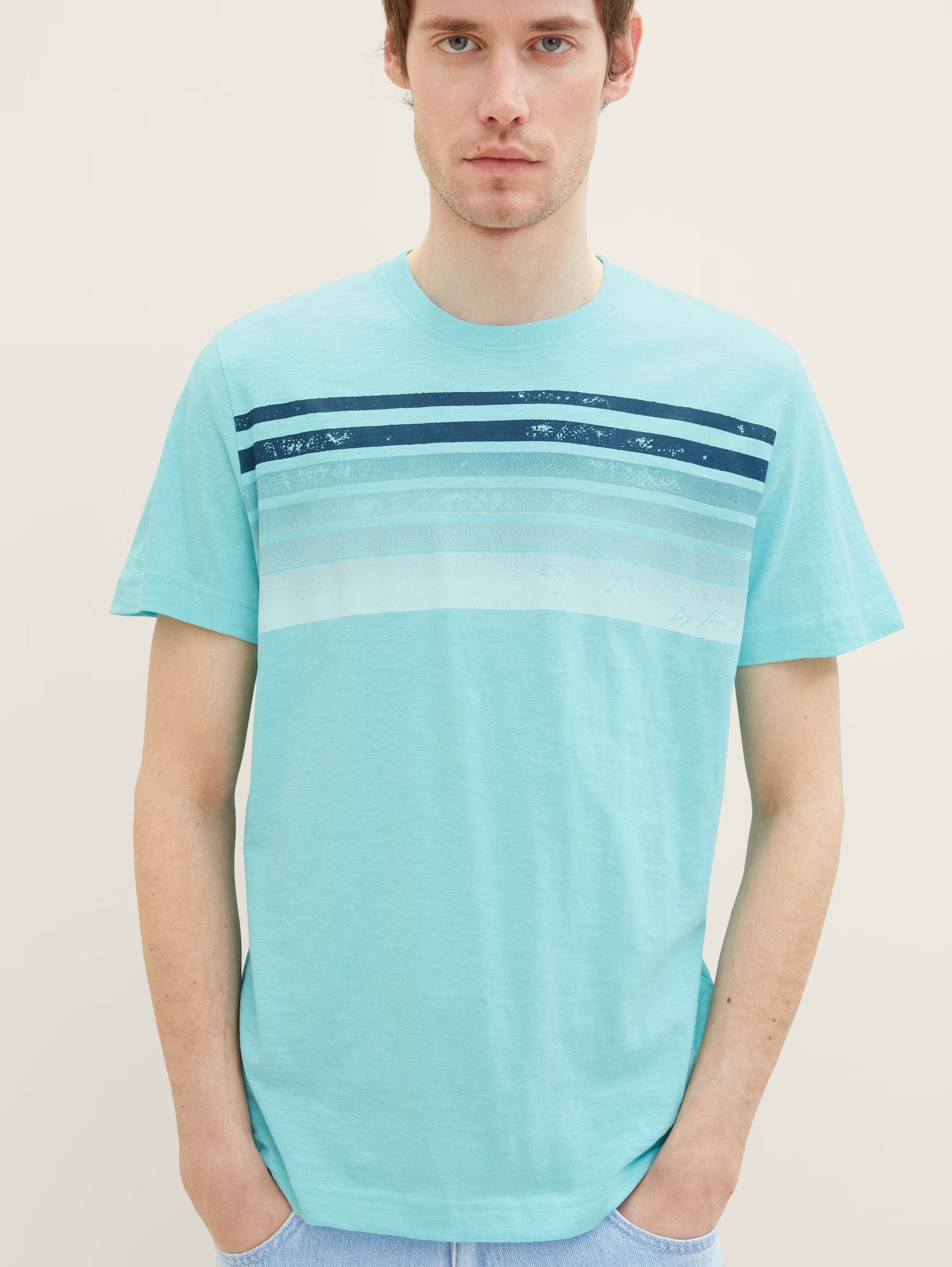 Tom Tailor Aqua Blue Designed Summer T-shirt